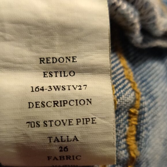 Re/Done 70's Stove Pipe High Rise Button Fly Jeans SIZE 26 - Picture 8 of 8